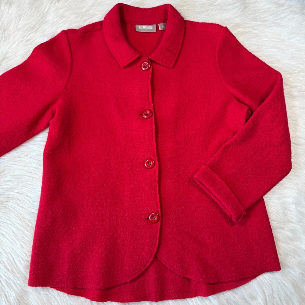 Chico's 100% Knitted‎ Wool Jacket Blazer